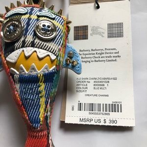 BURBERRY Walter The Shark Cotton Charm In Blue